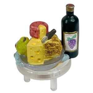 Boston Warehouse Cheese & Wine Table Miniature 1.5" DOLL HOUSE FURNITURE Fruit